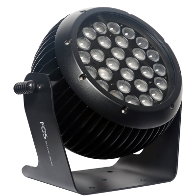 Projeção LED circular preta com suporte metálico e rótulos IP65 e Wifi