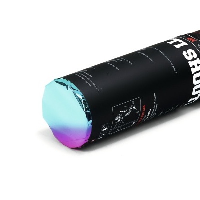 Rolo de exercício cilíndrico preto com extremidade colorida