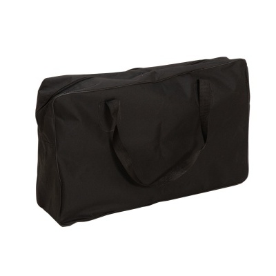 Bolsa preta de tecido com alças e fecho zip