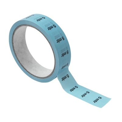 Rolo de fita adesiva azul com texto '5 Mtr'