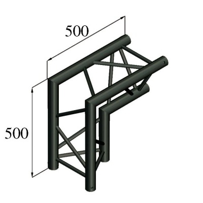 Estrutura metálica triangular com medidas 500x500 mm