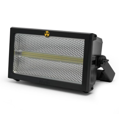 Refletor LED preto com lente retangular prateada texturizada e suporte ajustável