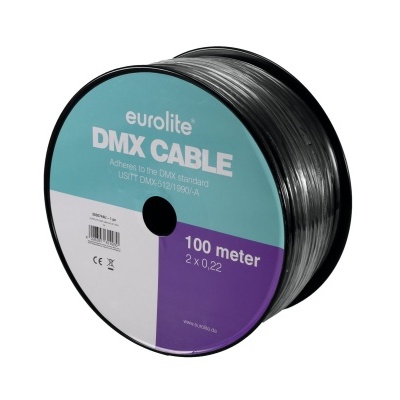 Bobina de cabo preto para DMX com etiqueta colorida eurolite 100 metros