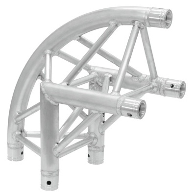 Estrutura metálica tubular curva prateada para suporte