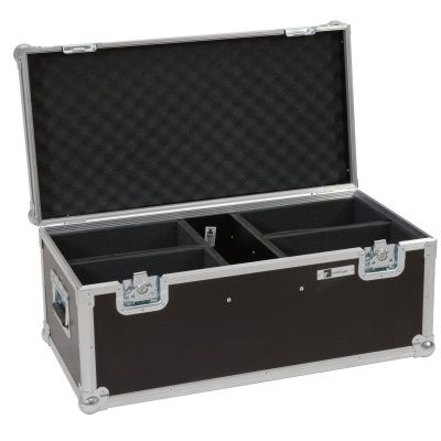 Mala de transporte preta com interior acolchoado e divisórias