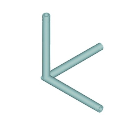 Peça tubular metálica azul claro em forma de L