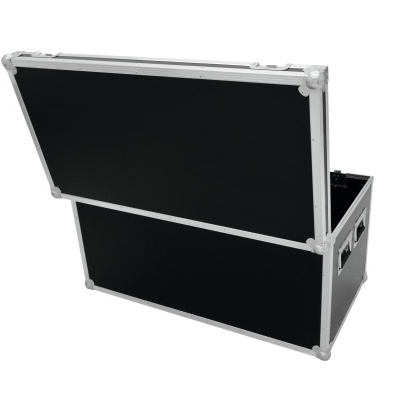 Mala rígida preta com estrutura metálica prateada aberta