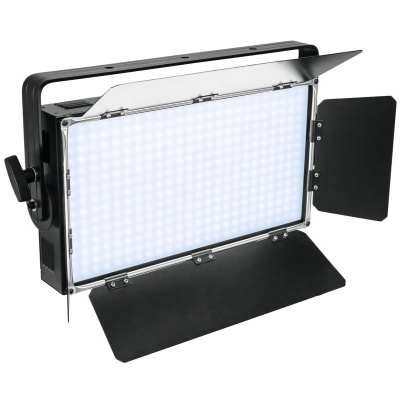 Luz LED rectangular com abas negras e painel luminoso