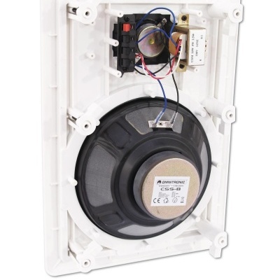 Coluna de áudio para embutir com componentes internos visíveis