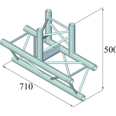 Estrutura tubular metálica prateada em formato retangular com dimensões 710x500 mm