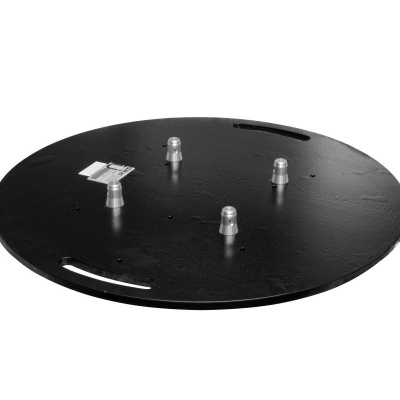 Disco redondo preto de metal com parafusos e pegas