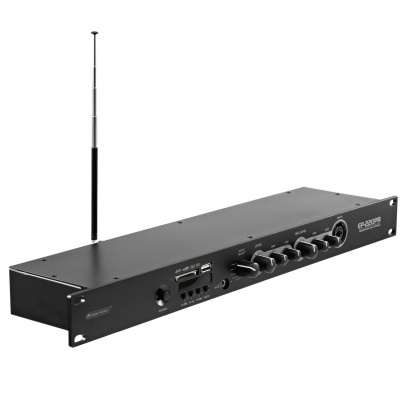 Equipamento electrónico preto tipo rack com antena e botões frontais