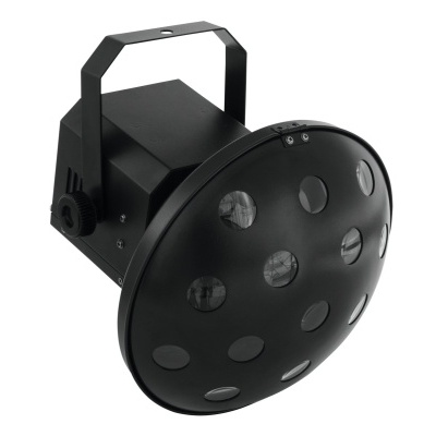 Luz de palco preta redonda com várias lentes e suporte ajustável