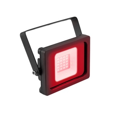 Projetor LED quadrado preto com luz vermelha e suporte ajustável