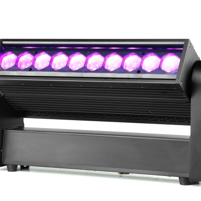 Projetor de luz LED preto com LEDs roxos alinhados