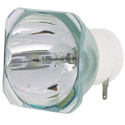 Projetor de luz com corpo de vidro e suporte branco, lâmpada halógena interior