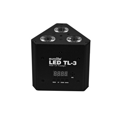 Luz de palco triangular preta eurolite LED TL-3 com três focos de LED