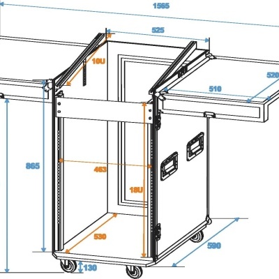 Carrinho de transporte de equipamentos metal cinzento com portas dobráveis e rodas.