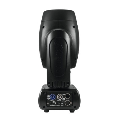 Luz móvel profissional preta com painel de controlo e conectores XLR