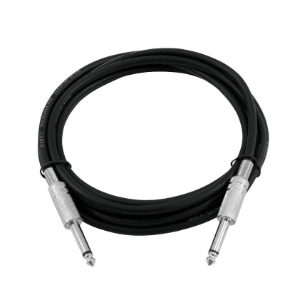 Cabo de áudio jack 6,35 mm preto com conectores metálicos nas extremidades