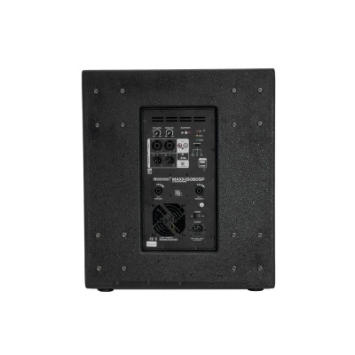 Coluna de som preta com painel traseiro de controlo