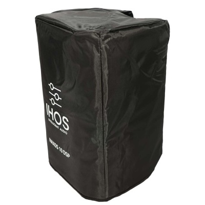 Capa protetora negra para coluna de som com texto HOS