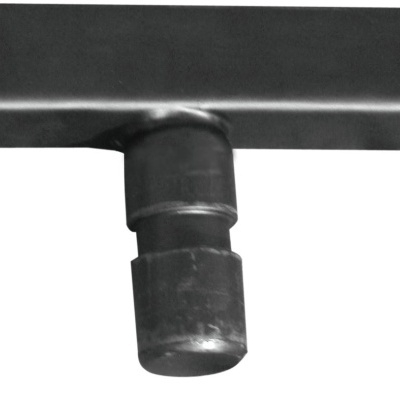 Peça metálica tubular em preto e branco