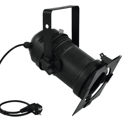 Projetor de iluminação preto com cabo e suporte ajustável