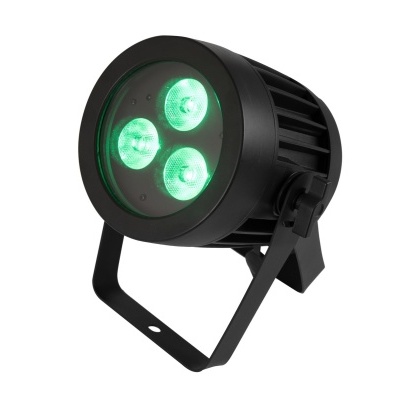 Projetor de luz LED preto com três LEDs verdes