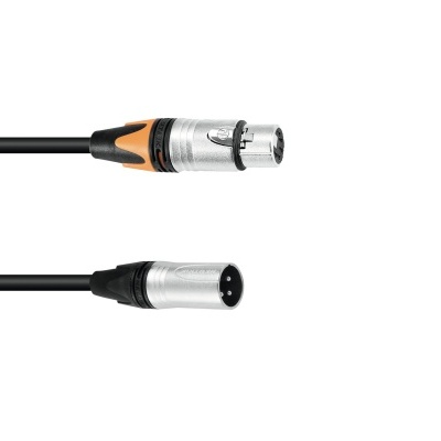 Cabo de áudio preto com conectores XLR metalizados