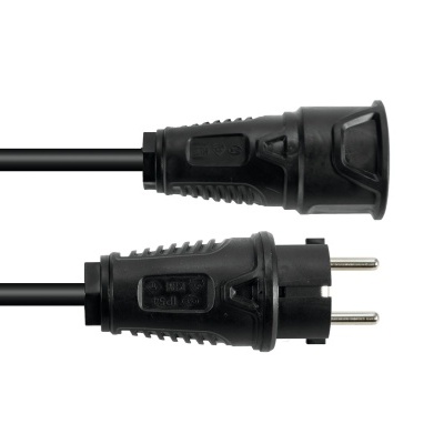 Cabo de alimentação elétrico preto com plugue e tomada