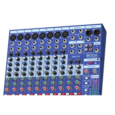 Mesa de mistura áudio azul DM12 DDA com várias entradas e botões rotativos