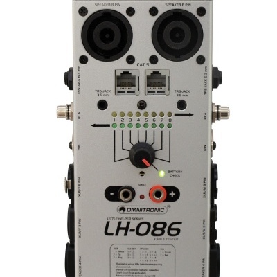 Dispositivo de teste de cabos Omnitronic LH-086 com múltiplas entradas e LEDs indicadores
