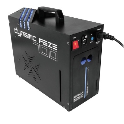 Máquina de efeitos preta com textos e interruptores