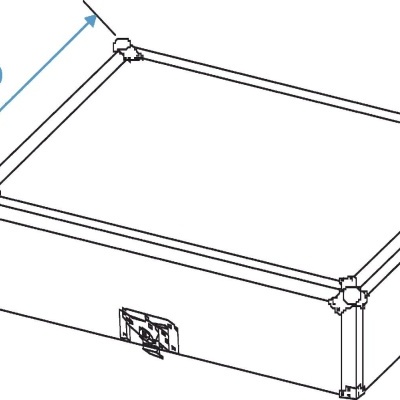 Desenho técnico de caixa estrutural retangular com medidas 370 e 90