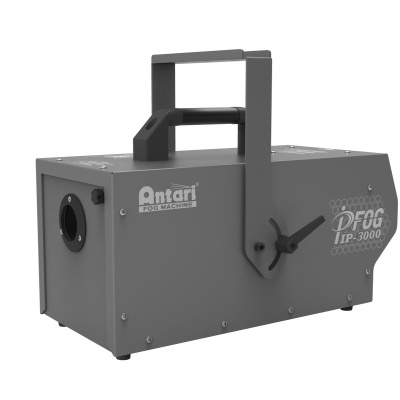 Máquina de fumo metálica cinza Antari PRO IP-3000 com alça e etiquetas