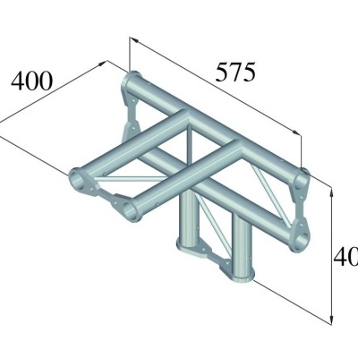 Estrutura tubular metálica cinza com medidas 575x400x400 mm