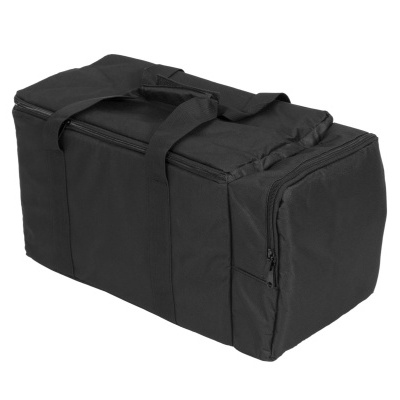 Bolsa de transporte retangular preta com alças e bolsos laterais