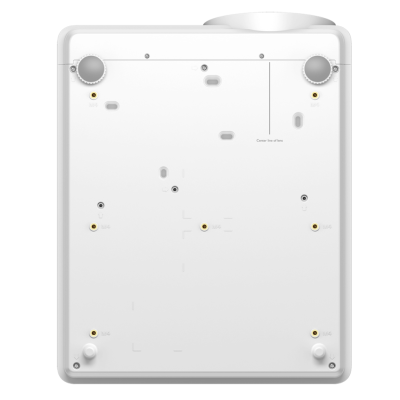 Painel branco quadrado com parafusos e duas rodas cinzentas