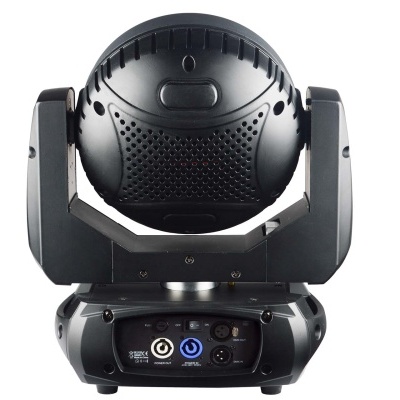 Luz cênica móvel preta com botões e conectores na base