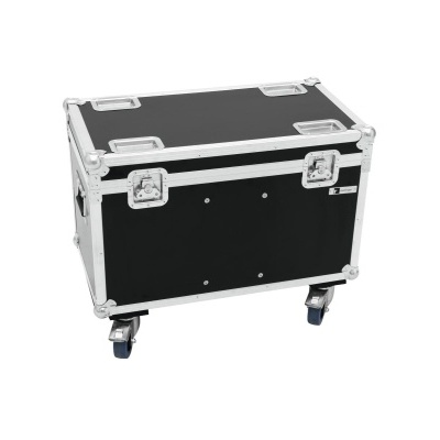 Caixa preta de transporte com reforços metálicos e rodas