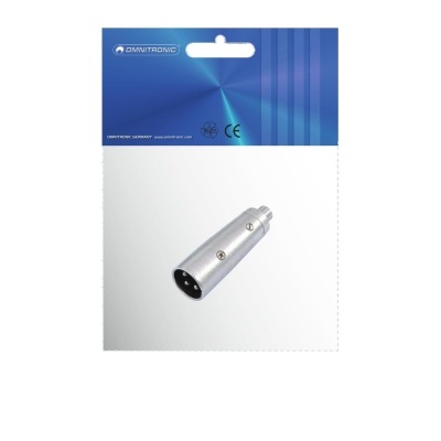 Adaptador XLR masculino para feminino em metal prateado com três pinos