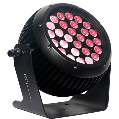 Refletor LED redondo preto com leds rosa e suporte ajustável