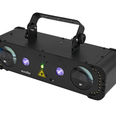 Equipamento de iluminação preto com lentes e luzes LED