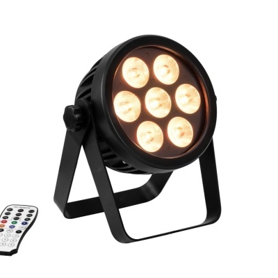 Luz LED circular preta com controlo remoto branco