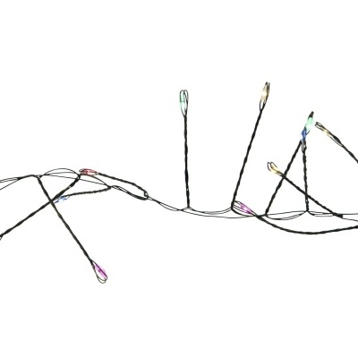 Cordão de luzes LED coloridas com fios pretos