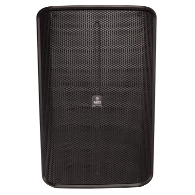 Coluna de som preta com grelha perfurada e logótipo JBL Professional
