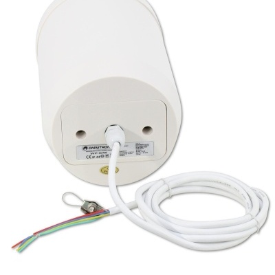 Sensor de segurança branco com cabo ligado e fios expostos