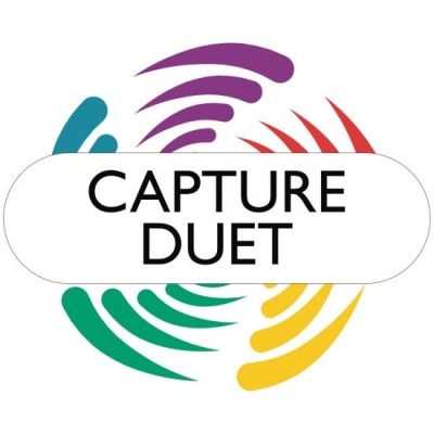 Logótipo colorido com texto CAPTURE DUET