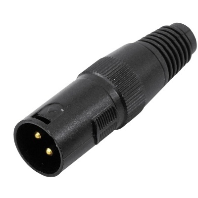 Cabo adaptador XLR macho preto com três pinos